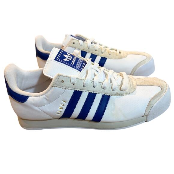 Adidas Samoa Men's Athletic Shoes PYV 702001 White Blue Leather Suede Size 10 - Picture 1 of 9